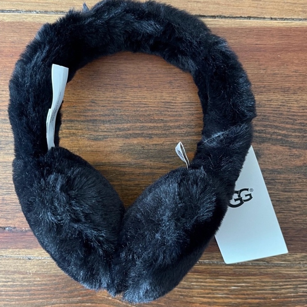 UGG | Fuzzy Faux Fur Earmuffs | Black | One Size